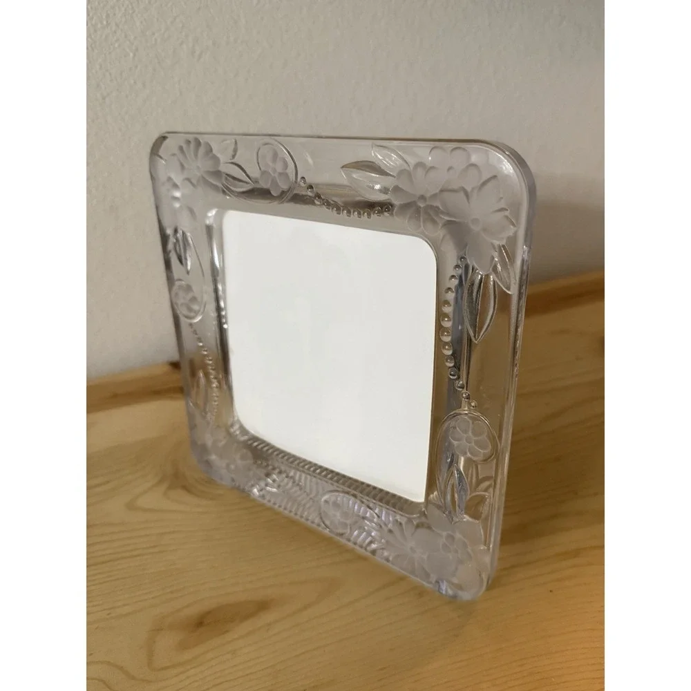 Crystal Clear Studios Picture Frame 4x6 Japan VTG Clear Frosted Floral Design